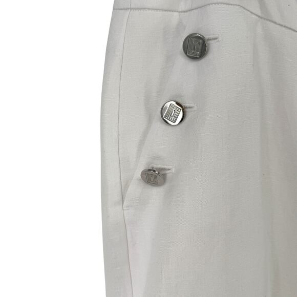 Karl Lagerfeld Paris Sailor Button Linen Wide Leg Pants Womens Size 14 White - Picture 3 of 8